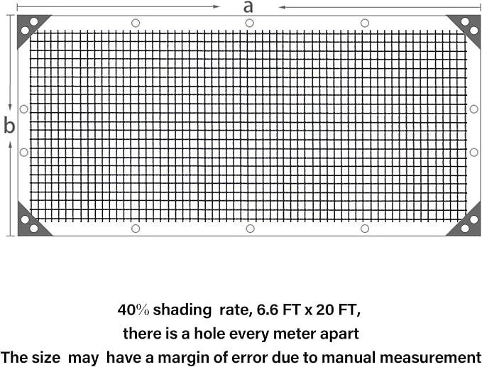 winemana Black Shade Cloth 40%, 6.6x20 FT Mesh Tarp - Garden Shade for Greenhouse, Patio, Vegetables, Plants Cover and Chicken Coops, Sun Shade Net for Outdoor Protection with Reinforced Grommets