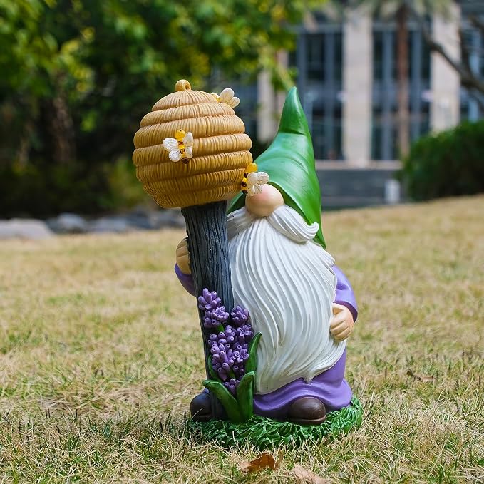 Solar Garden Outdoor Gnome Statues Yard Resin Decoration Gift Handmade Housewarming Gift for Patio Yard Lawn Waterproof Cracking