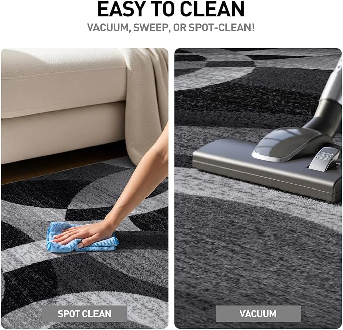 Rugshop Abstract Circles Modern Geometric Area Rug Gray 5'3" x 7'3" | Non-Shedding, High Traffic, Rectangular, Size 5'3" x 7'3", Living Room, Bedroom, Dining Room, Home Office, Kitchen, Entryway