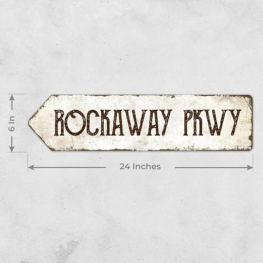 Rustic Custom Sign, Personalized Left Directional Metal Composite Street Sign for Indoor and Outdoor Use 6x24 Inches, ACM Made in the USA