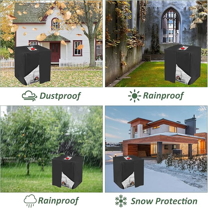 MECCANIXITY Zipper IBC Tote Cover 275 Gallon, 210D Oxford Waterproof Sunshade Rain Barrel Water Tank Protective Cover for 1000L Outdoor Garden, (39.37 x 47.24 x 45.66 Inch, Black)
