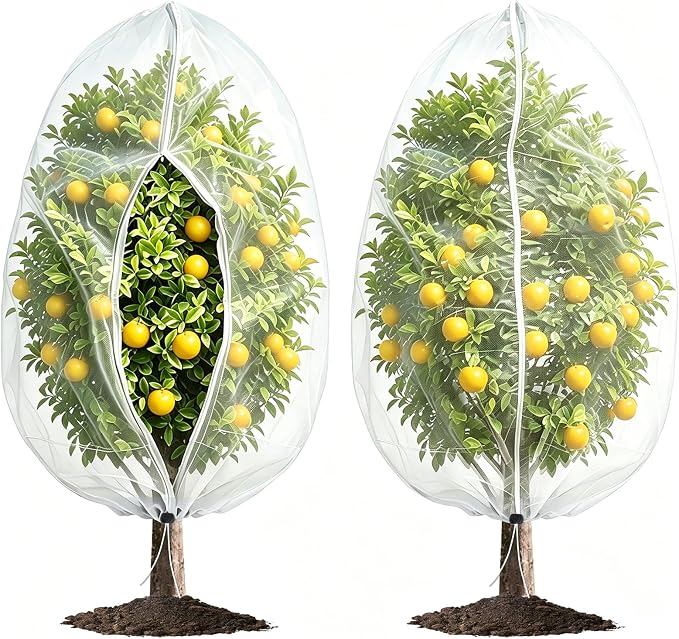 Bird Netting for Garden Protection, 2 Pack 13.2Ft x 9.84Ft Garden Netting | Fine Mesh with Zipper, Drawstring & Lock Buckle, Reusable Pest Barrier for Blueberry, Keeps Birds, Squirrels & Insects Away