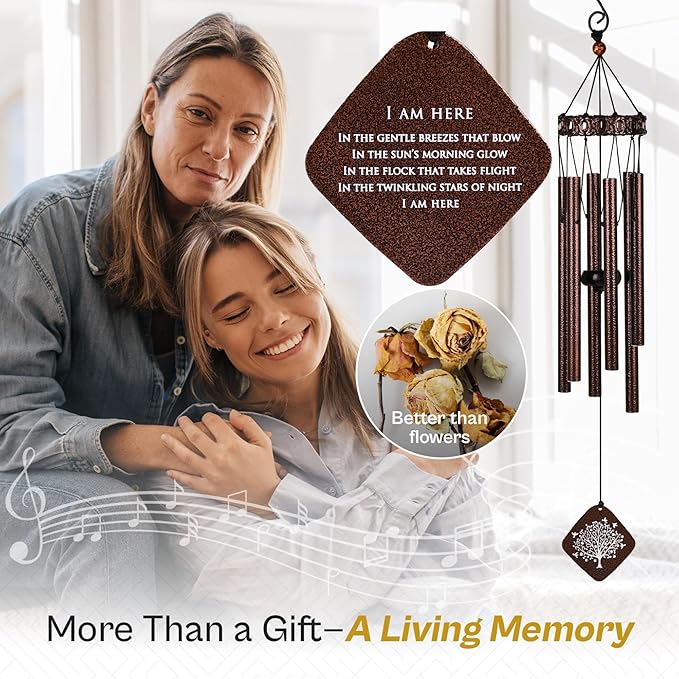 Memorial Wind Chimes I Tree of Life Wind Chime I Windchimes in Memory of a Loved One I Bereavement Gift for Loss of Father, Mother, Wife, Husband I Condolence Remembrance Gift I 29" Bronze