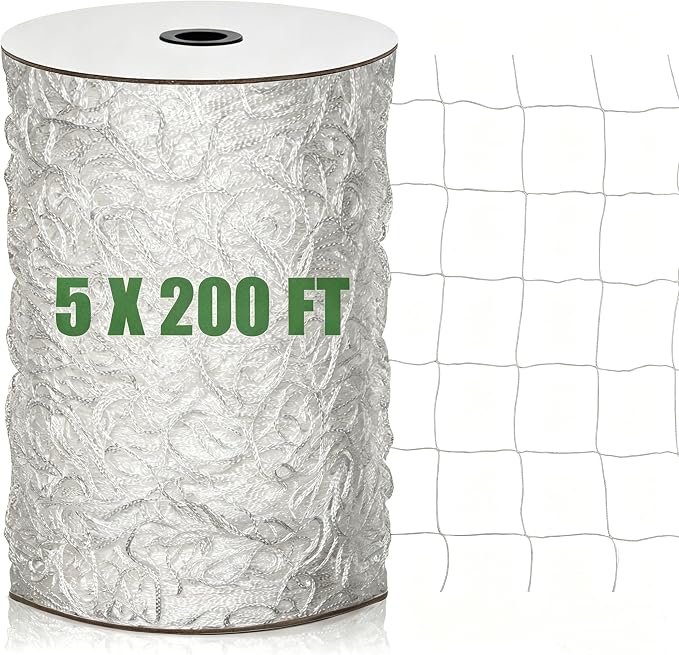 Nylon Trellis Netting Roll 5 x 200 ft, Oltara Heavy Duty Garden Netting with 6 Inch Soft Mesh, Plant Support Mesh for Climbing Plants, Vegetables, Fruits, Cucumbers, Peas, Tomatoes
