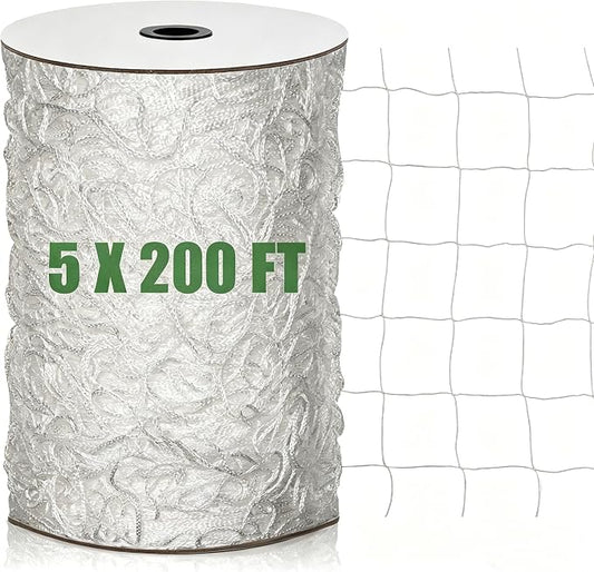 Nylon Trellis Netting Roll 5 x 200 ft, Oltara Heavy Duty Garden Netting with 6 Inch Soft Mesh, Plant Support Mesh for Climbing Plants, Vegetables, Fruits, Cucumbers, Peas, Tomatoes