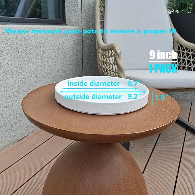 Plant Tray for Pots - 9 Inch Ceramic Plant Saucer for Indoors, Plant Water Tray Plant Drainage Dray Decorative Flower Pot Saucer Plant Plates to Catch Water(Frosted White)