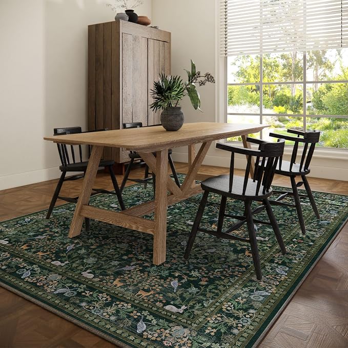 8x10 Area Rugs for Living Room: Washable Rug Vintage Rugs Stain Resistant Non Slip Low Pile Lightweight Soft Carpets Rugs for Bedroom Kitchen Dining Room Nursery Kids Room Farmhouse Home Office