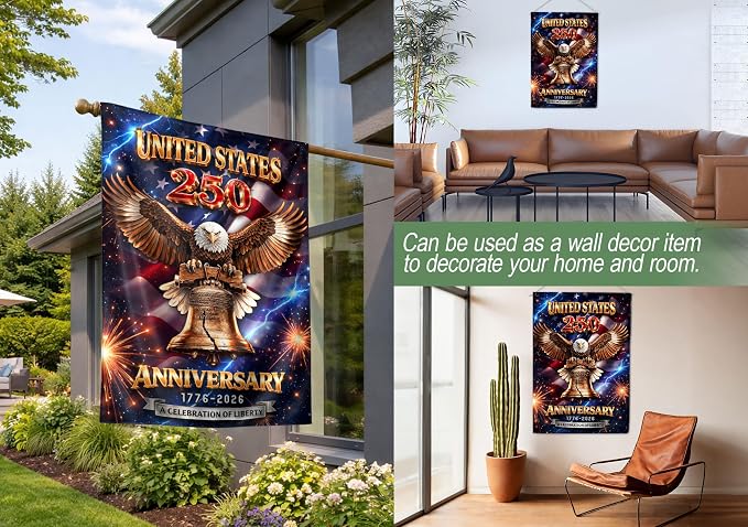American Flag With Eagle, 250th Anniversary Patriotic Design, 250 Anniversary Usa Flag, Garden Flags For Outside, 1776-2026 Commemorative, Front And Back Print 3 (30x40 Inch)