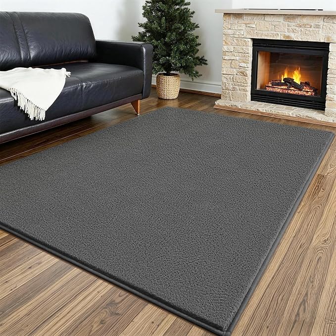 Vasofe Grey Rugs for Bedroom Dorm Office, 3x5 Washable Non Slip Area Rug | Soft Modern Indoor Memory Foam Thickened Carpets for Living Room Boys Girls Room Playroom Nursery 36x60 Inch Mat Home Decor