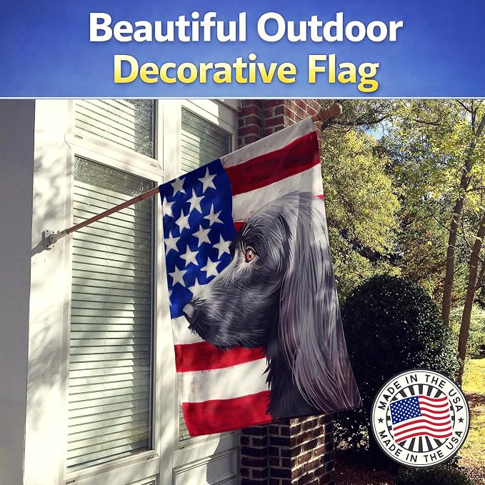 Caroline's Treasures CK6623CHF Large Munsterlander Dog American Flag House Flag Large Porch Sleeve Pole Decorative Outside Yard Banner Artwork Wall Hanging, Polyester, House Size, Multicolor