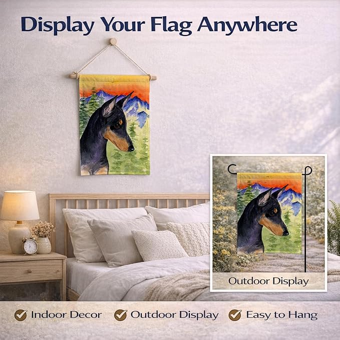 Caroline's Treasures SS8425GF Manchester Terrier Garden Flag Mailbox Flag Decorative Yard Flag Banner Outside Patio Artwork Yard Flower Beds, Garden Size, Multicolor