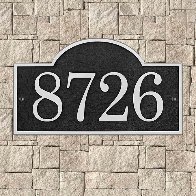Address Plaque Small Arch - 12'' x 6.85'' Custom Address Sign for House,House Number Plaque Sign for Outside House,Driveway,Mailbox Easy Installation Metal & Large Options (Style 6)