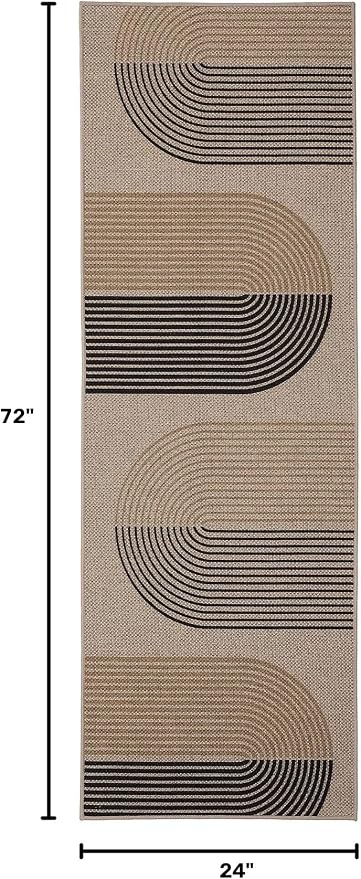GarveeHome Modern Rainbow Easy Jute Runner Rug, 2x6 Rug for Hallways - Non-Slip Indoor Outdoor Carpet, Washable for High Traffic Laundry Room, Kitchen, Entryway