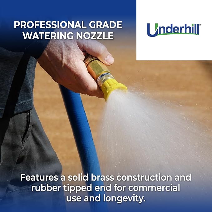 Underhill Precision Rainbow Garden Water Hose Nozzle Sprayer, 15 GPM 80 PSI, 3/4-Inch Thread Inlet, High Pressure Heavy-Duty Brass and Rubber, HN1500
