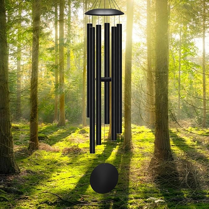 78" Extra Large Wind Chimes for Outside Deep Tone, 6 Thick and Bold Aluminum Tubes Tuned Relaxing Melody Wind Chime, Big Wind Chimes for Garden Patio Decor, Great Gift Idea for Mother's Day (Black)