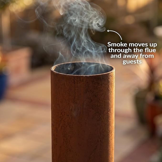 Sunnydaze Large Chiminea Outdoor Fireplace - Outdoor Wood-Burning Fireplace - Chimney Fire Pit with Grill Grate - Rustic - 58" H