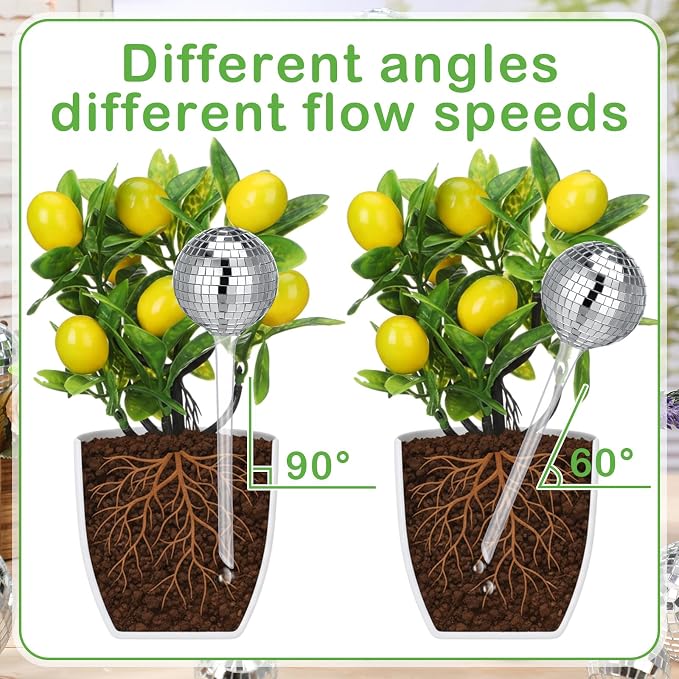 4 Pcs Plant Self Watering Disco Ball Globes 10.6 Inch Disco Self Watering Globes Automatic Drip Irrigation Devices for Indoor Outdoor Flowerpot Hanging Plants Home Garden