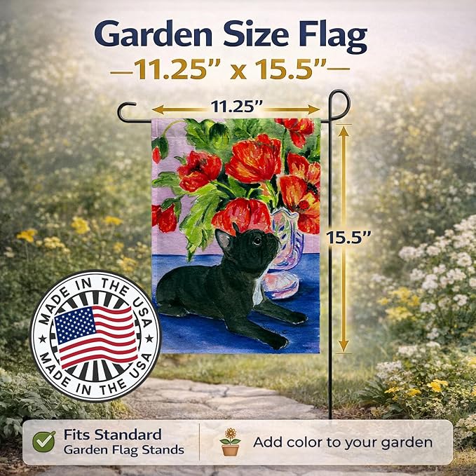 Caroline's Treasures SS8308GF French Bulldog Garden Flag Mailbox Flag Decorative Yard Flag Banner Outside Patio Artwork Yard Flower Beds, Garden Size, Multicolor
