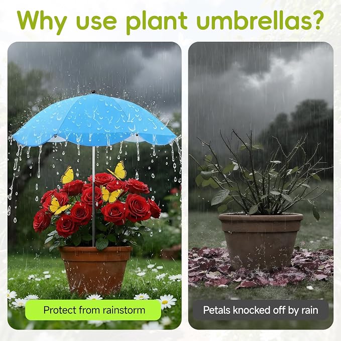 4 Pack Plant Shade Umbrellas for Outdoor Plants,23.6" Garden Umbrella Sun Shade for Garden Beds Potted Plants, Adjustable Angle Plant Shade Cover Umbrellas