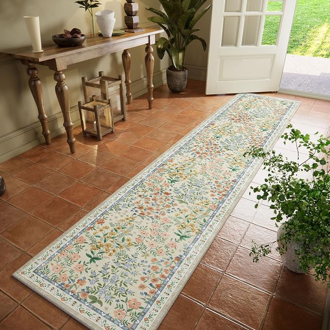 Washable Kitchen Rug Runners for Hallways: 2'x10' Bedroom Runner Non Slip Low Pile Stain Resistant Soft Indoor Floor Carpet Runner Rugs for Entryway Hallway Kitchen Laundry Room Farmhouse