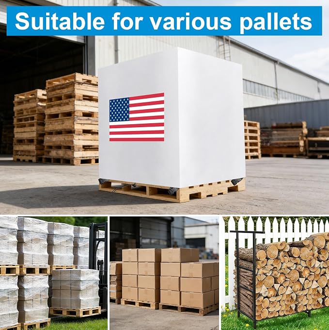 Pallet Cover Tarp Waterproof, Pallet Covers Heavy Duty Waterproof bulk Pallet Covers 48 x 48 x 60'' Outdoor Pallets Tarps Bulk Box Cover 48 x 48 x 60'' Custom White Fits Wood Patio Furniture