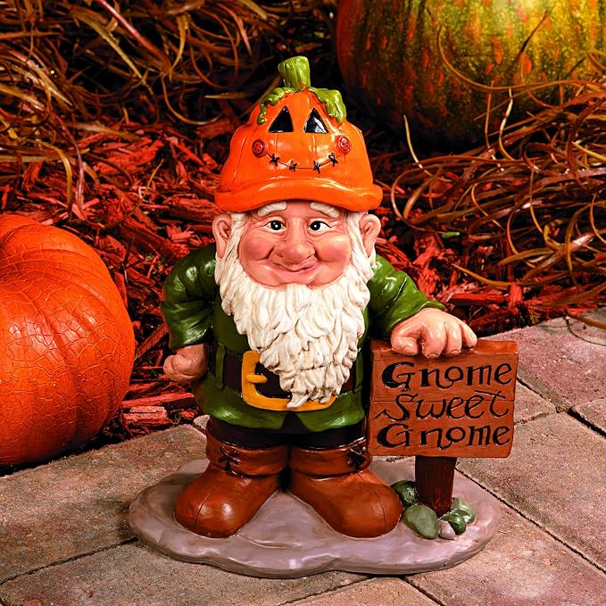 Fun Express Garden Gnomes Outdoor Statue | 5 Interchangeable Seasonal Hats, Resin Gnome Figurines, Yard Decorations, Christmas Halloween Easter Holiday Gnome Decor