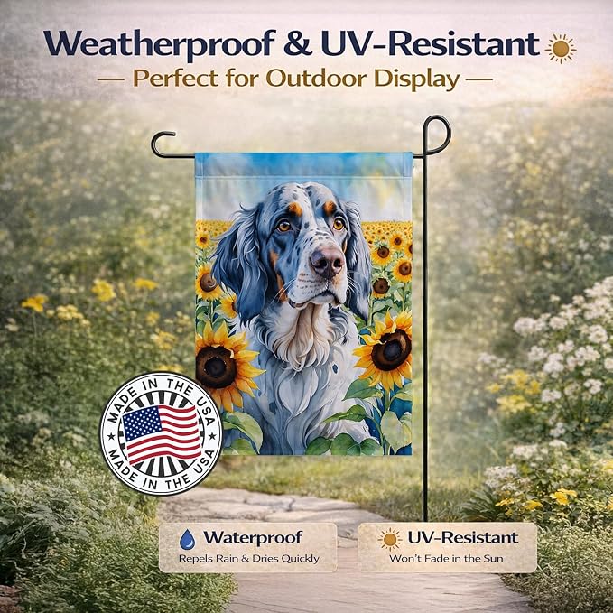 Caroline's Treasures DAC6075GF English Setter in Sunflowers Garden Flag Mailbox Flag Decorative Yard Flag Banner Outside Patio Artwork Yard Flower Beds, Garden Size, Multicolor