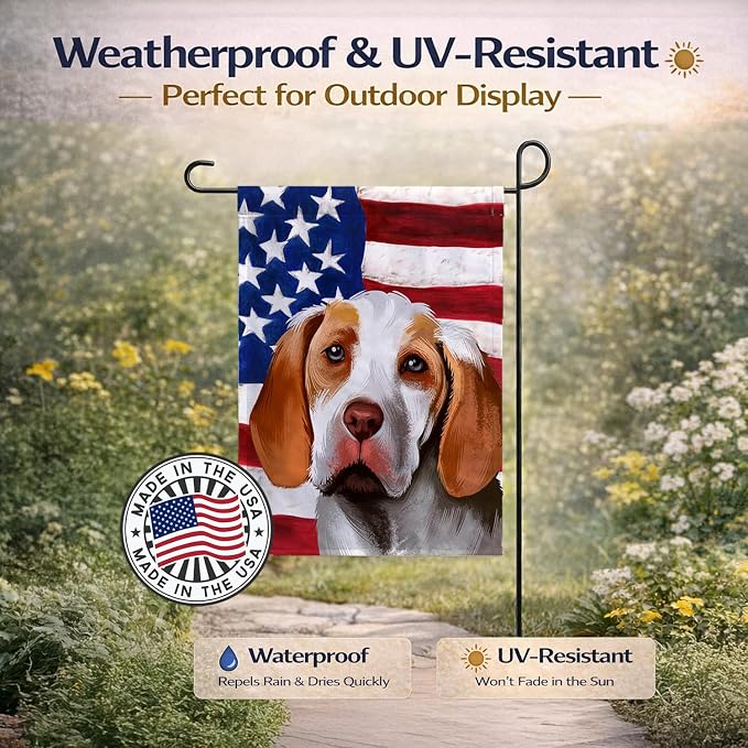 Caroline's Treasures CK6406GF Ariege Pointer Dog American Flag Garden Flag Mailbox Flag Decorative Yard Flag Banner Outside Patio Artwork Yard Flower Beds, Garden Size, Multicolor