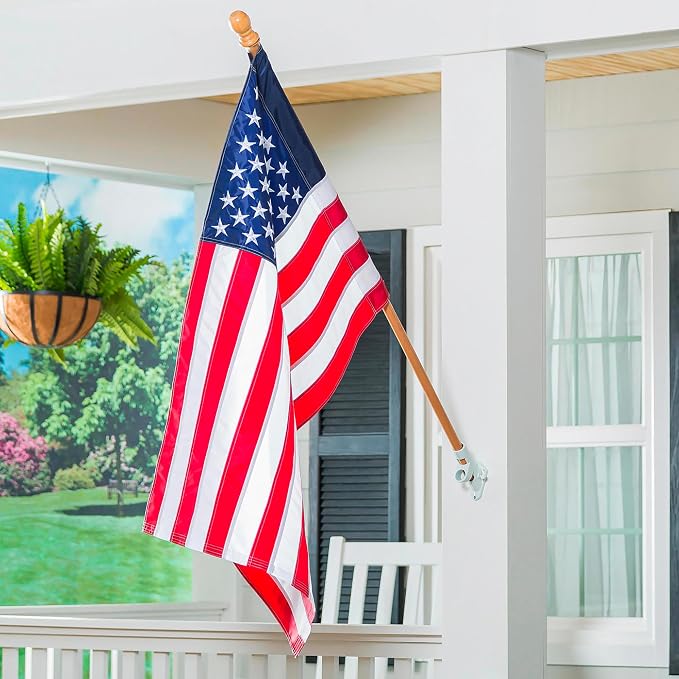Evergreen Flag 56" Solid Wood Flag Pole with One Clip and Anti-Wrap Tube for 3'x5' Estate Flag with Pole Sleeve, Outdoor Weatherproof Use for Residential or Commercial