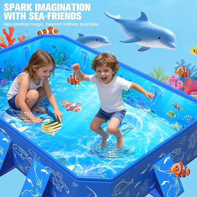 2026 Kiddie Pool with Canopy,Baby Beach Pool for Toddler53×40×33IN | Non-Inflatable Portable Pool for Kids,Foldable Toddler Pool with Shade,Kiddie Pool for Backyard,Pop Up Baby Swimming Pool
