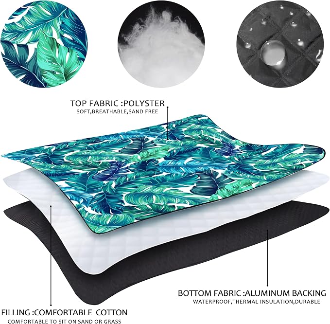 Picnic Blankets Beach Blanket 80" X 80" Extra Large Waterproof Camping Blankets Portable Outdoor Mat 3-Layer Blanket for Beach, Hiking, Park, Music Festival, Grass Lawn,Travel
