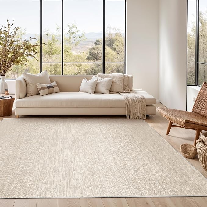 Valenrug Washable Rugs 5x7, Non Slip Large Area Rugs for Living Room, Brown | Soft Low Pile, Thin & Lighweight Carpet, Folable Stain Resistant Modern Indoor Floor Mat for Bedroom, Dining Room, Home Decor