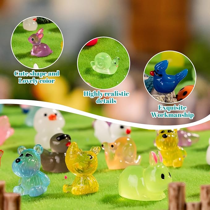 300pcs Mini Resin Animals Many Styles Variety Tiny Animals Figures Miniature Little Small Animal Figurines Bulk for Micro Fairy Garden Landscape Accessories Hide Crafts Decor Aquarium
