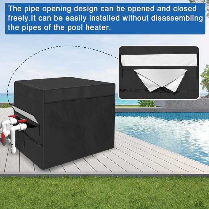 Pool Heater Cover for Hayward,600D Heavy Duty Pool Heater Cover for Outside Units Pool Heater Winter Cover Waterproof Pool Pump Equipment Cover 40" L X 34" W X31 H