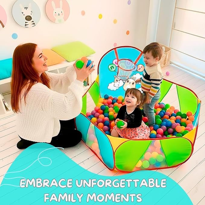 Ball Pit for Toddlers | Kids Ball Pit | Ball Pool for Babies | Piscina de Pelotas para Bebes | Playpen with Basketball Hoop and Zipper Storage Bag, 4 Ft/120CM G : Balls NOT Included pop up B
