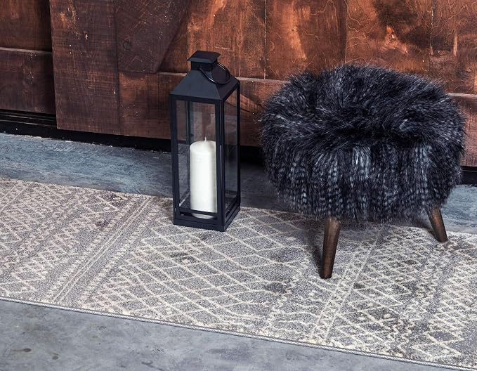 Unique Loom Fez Collection Tribal, Moroccan, Bohemian Area Rug (2' 7 x 10' 0 Runner, Gray/ Beige)