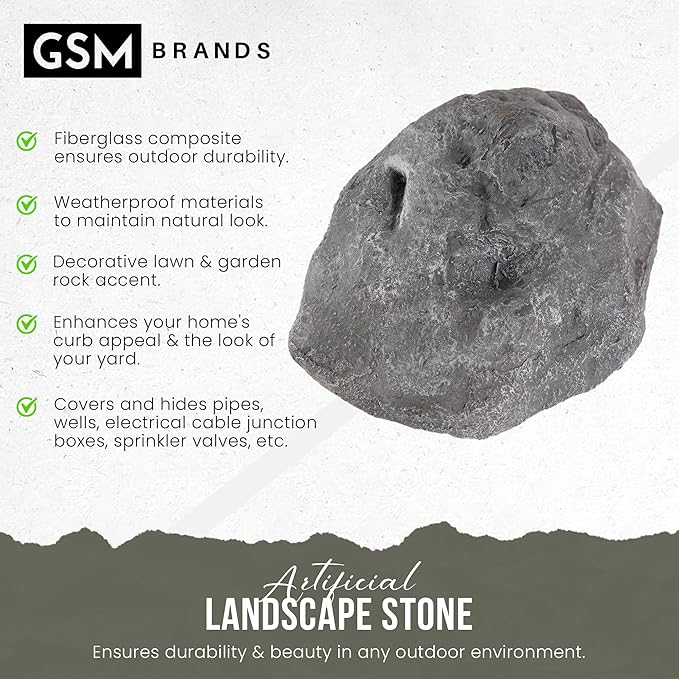 Fake Rock for Outdoor Garden Landscape Décor - Durable Faux Rock - 11.5 x 7.5 x 5.5 Inches
