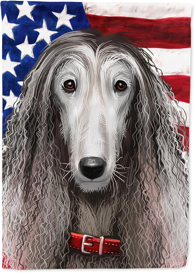 Caroline's Treasures CK6383GF Afghan Hound American Flag Garden Flag Mailbox Flag Decorative Yard Flag Banner Outside Patio Artwork Yard Flower Beds, Garden Size, Multicolor