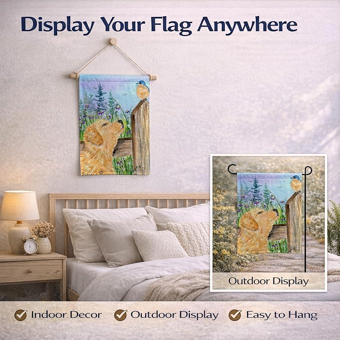 Caroline's Treasures SS8883GF Golden Retriever Garden Flag Mailbox Flag Decorative Yard Flag Banner Outside Patio Artwork Yard Flower Beds, Garden Size, Multicolor