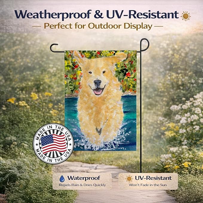 Caroline's Treasures SS8978GF Golden Retriever Garden Flag Mailbox Flag Decorative Yard Flag Banner Outside Patio Artwork Yard Flower Beds, Garden Size, Multicolor