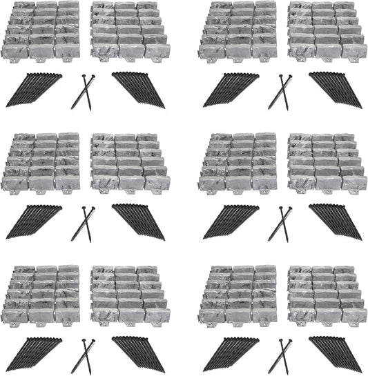 EasyFlex No-Dig Landscape Edging with Anchoring Spikes, 2.7 in. Tall Decorative Stone-Look Garden Border, 90 Foot Kit, Slate Gray (3602S-90C)