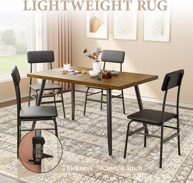 Area Rug for Living Room 9x12: Large Washable Boho Moroccan Rugs Geometric Floral Rug, Non-Slip Foldable Morden Farmhouse Indoor Floor Carpet for Bedroom Dining Table Home(FloralBrown, 9'x12')