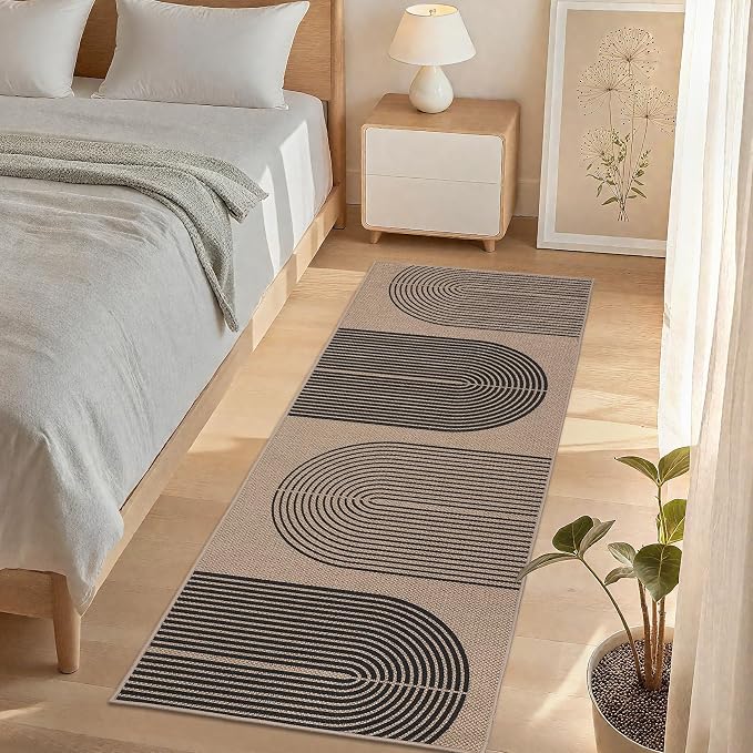 GarveeHome Modern Rainbow Easy Jute Runner Rug, 2x8 Runner Rug for Hallways - Non-Slip Indoor Outdoor Carpet, Washable for High Traffic Laundry Room, Kitchen, Entryway