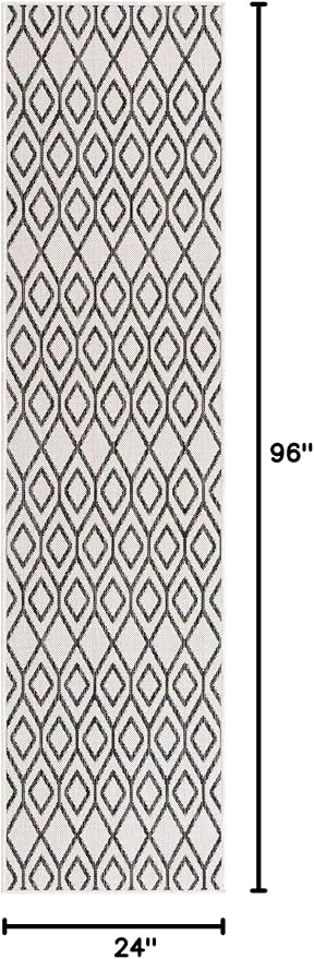 Jill Zarin Outdoor Collection Area Rug - Turks and Caicos (2' x 8' Runner Ivory/Black)