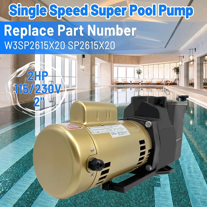 W3SP2615X20 2HP Super Pool Pump 115/230V Replacement for Hayward SP2615X20 | Inground Super Pool Pump Replacement for Hayward Swimming Pools and Spas 2 HP 115/230V 2'' Single Speed SP2615X20