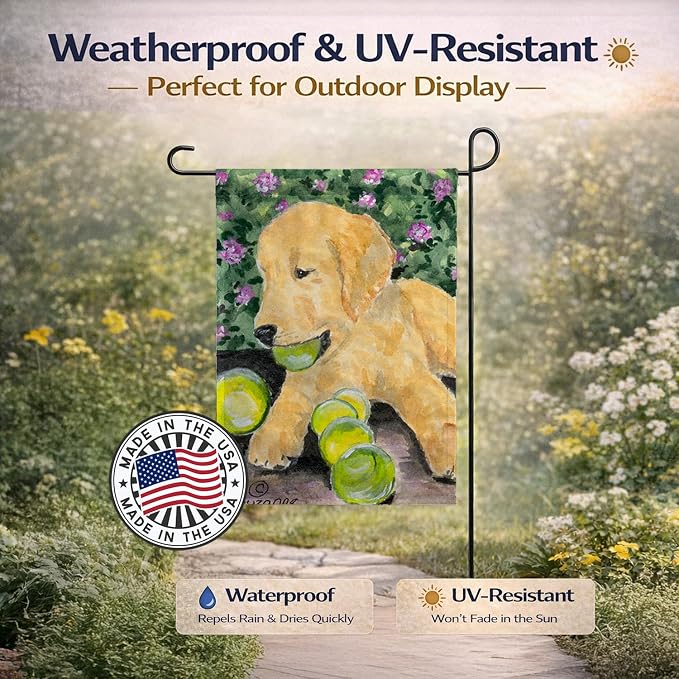 Caroline's Treasures SS8759GF Golden Retriever Garden Flag Mailbox Flag Decorative Yard Flag Banner Outside Patio Artwork Yard Flower Beds, Garden Size, Multicolor