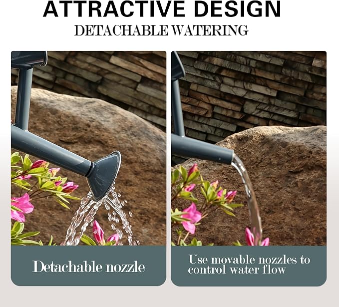 Metal Watering Can with Stainless Steel Handle for Outdoor and Indoor Plants, Watering Can Decor, 1.5 Gallon (Gray)