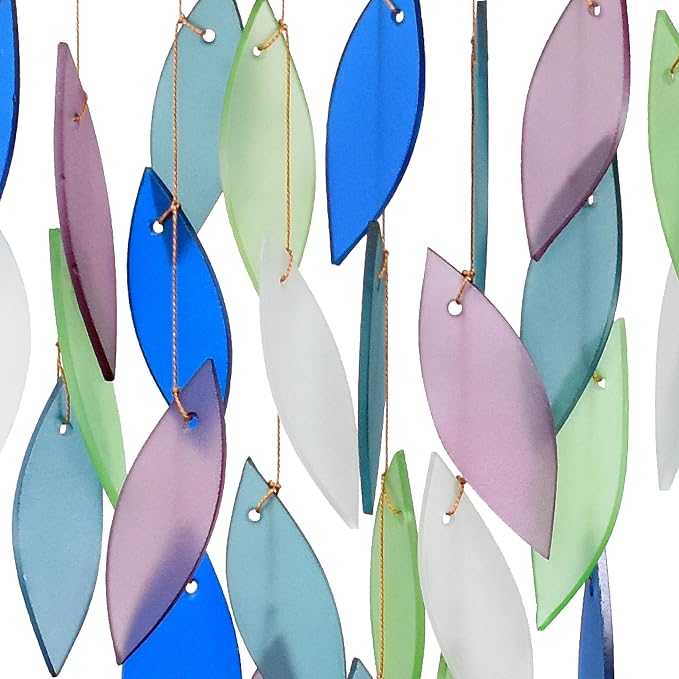 Blue Handworks Mountain Ridge Waterfall Glass Wind Chime | Handcrafted Waterfall Glass Wind Chime in Cobalt Blue, Powder Blue, Lavender, Sage Green and Frosted White
