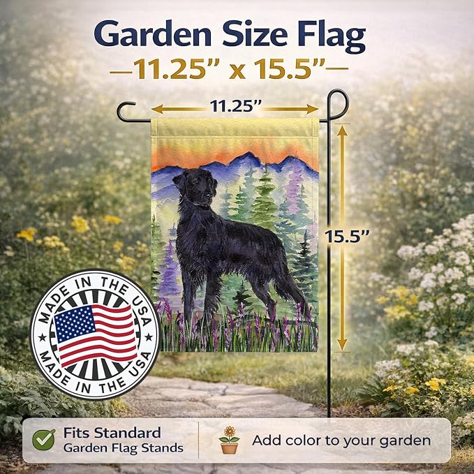 Caroline's Treasures SS8263GF Flat Coated Retriever Garden Flag Mailbox Flag Decorative Yard Flag Banner Outside Patio Artwork Yard Flower Beds, Garden Size, Multicolor
