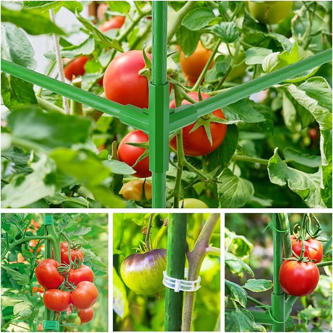 POILKMNI Tomato Cage 51×17×49 Inch with 46 Gallon Grow Bag, Heavy Duty Plastic Coated Steel Plant Support Trellis for Tomato Cucumber Climbing Plants Outdoor Indoor